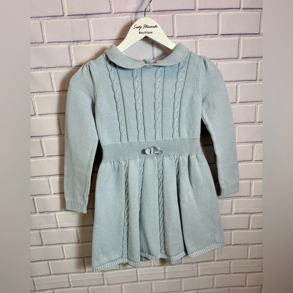 Gymboree Light Blue Cable Knit Sweater Dress Girls Size 10